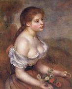 Pierre Renoir Young Girl with Daisies oil painting artist